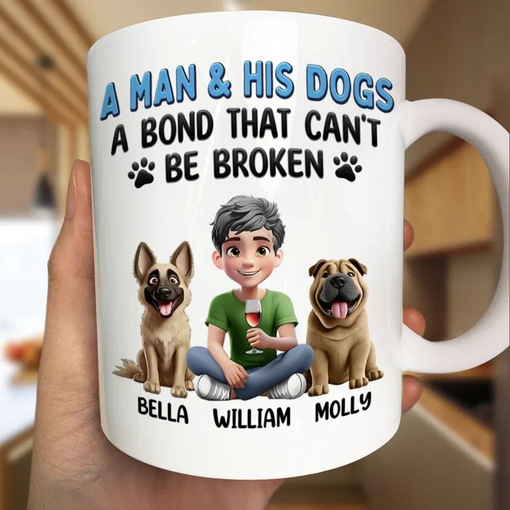 A Bond That Can't Be Broken Dog Mom Dog Dad 3D Effect - Personalized Mug - Image 3