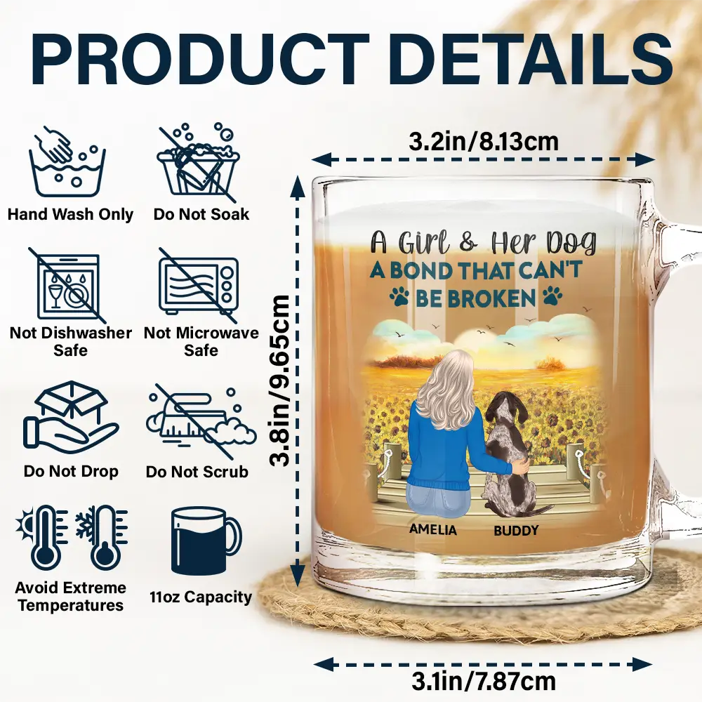 A Bond That Can't Be Broken Dog Mom Dog Dad - Personalized Glass Mug - Image 5