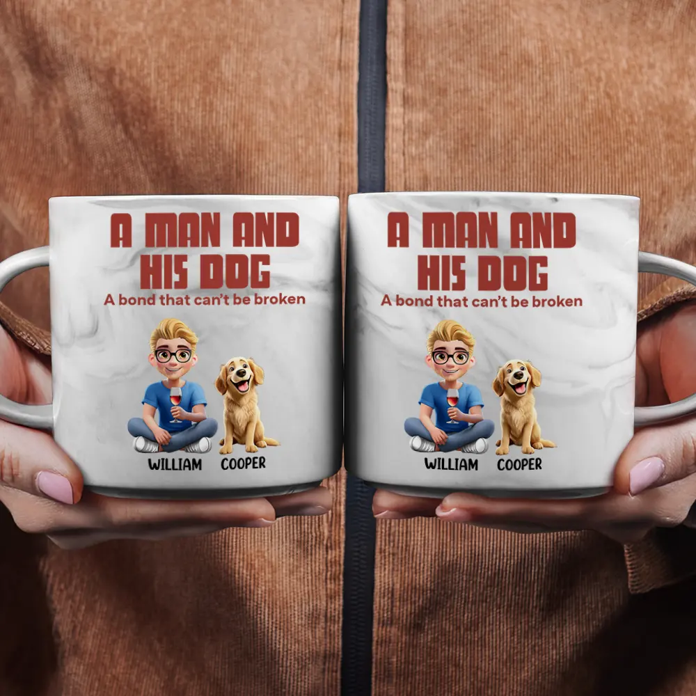 A Bond That Can't Be Broken Dog Mom Dog Dad - Personalized Marble Mug - Image 2