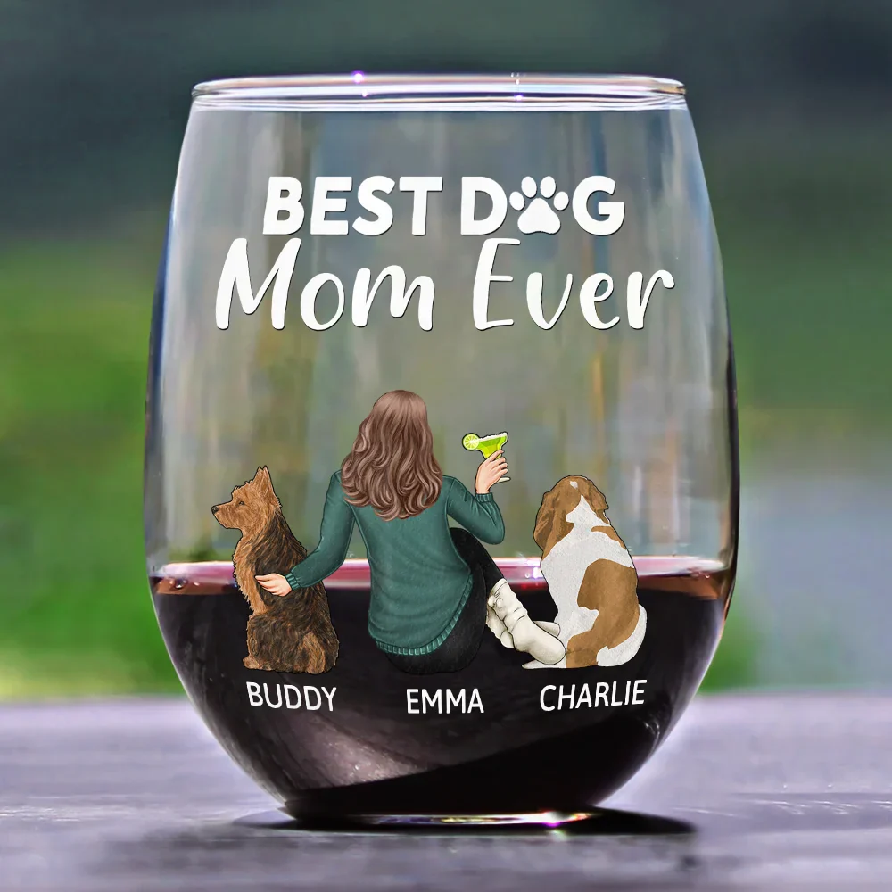 A Bond That Can't Be Broken Dog Mom Dog Dad Pet Lovers - Personalized Stemless Wine Glass - Image 2