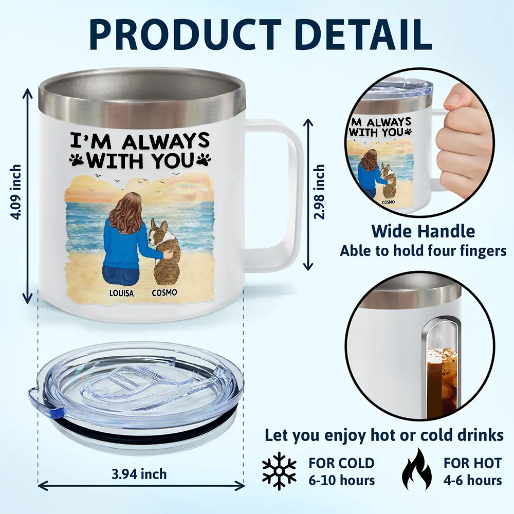 A Bond That Can't Be Broken Dog - Personalized 14oz Stainless Steel Tumbler With Handle - Image 4