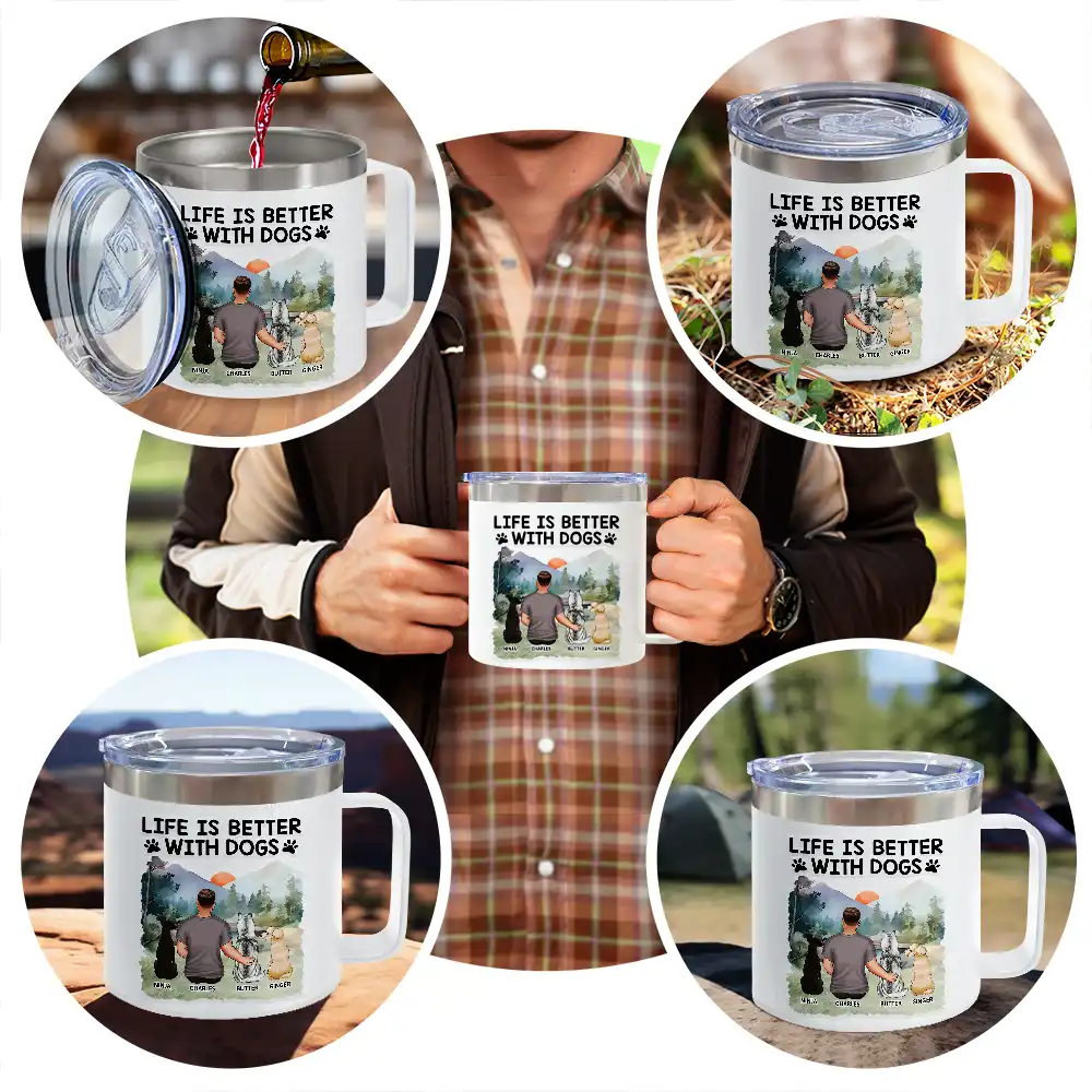 A Bond That Can't Be Broken Dog - Personalized 14oz Stainless Steel Tumbler With Handle - Image 5