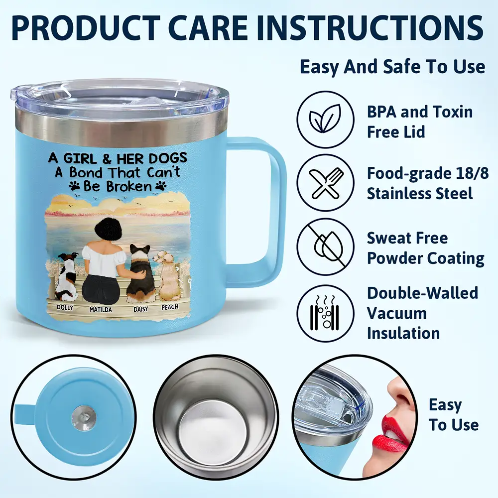A Bond That Can't Be Broken Dog - Personalized 14oz Stainless Steel Tumbler With Handle - Image 6