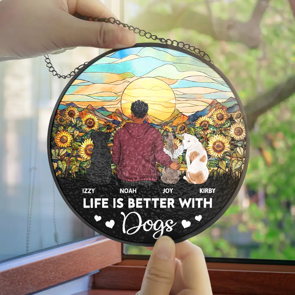 A Bond That Can't Be Broken Dog - Personalized Stained Glass Window Hanging Suncatcher - Image 4