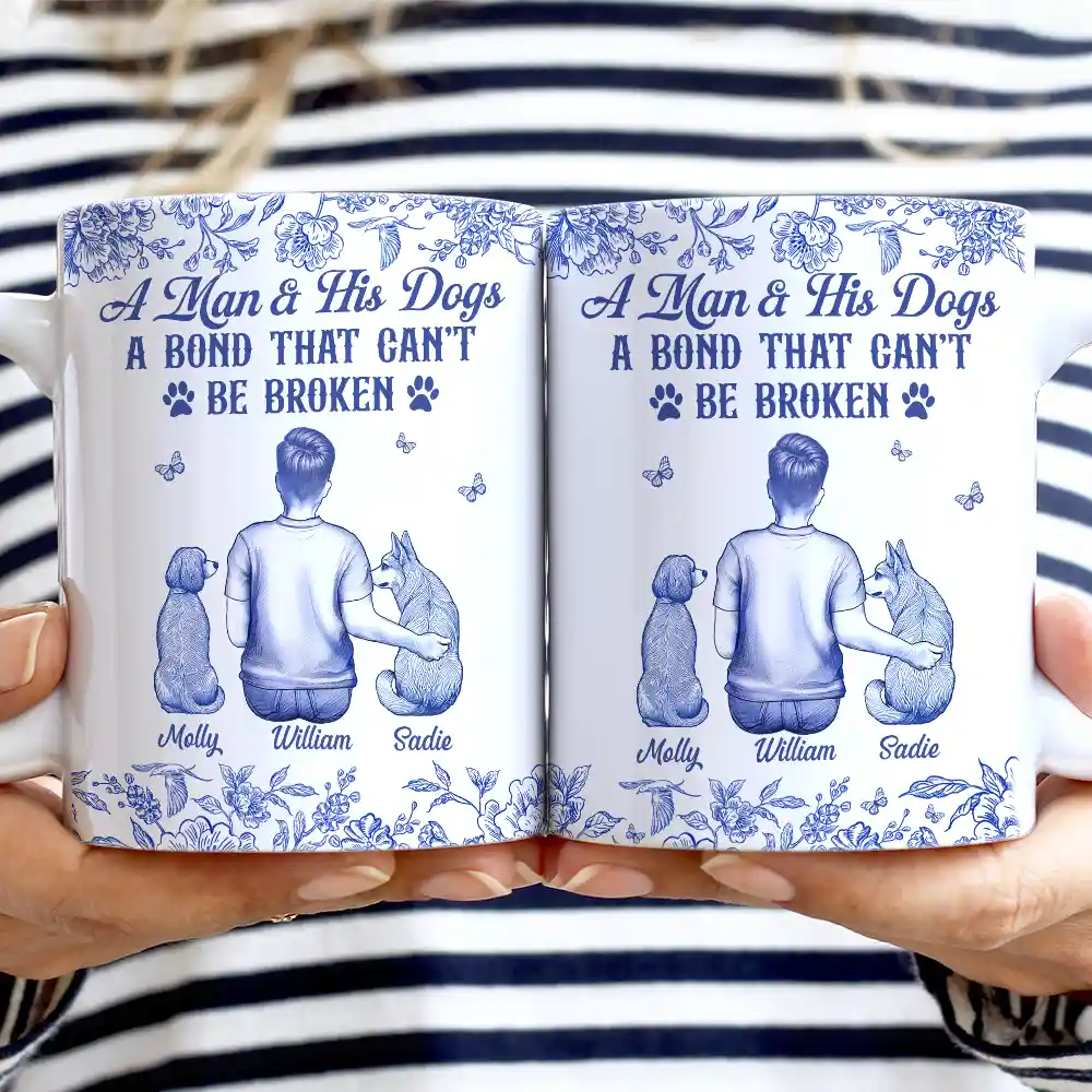 A Bond That Can't Be Broken Dog Toile - Personalized White Edge-to-Edge Mug - Image 2