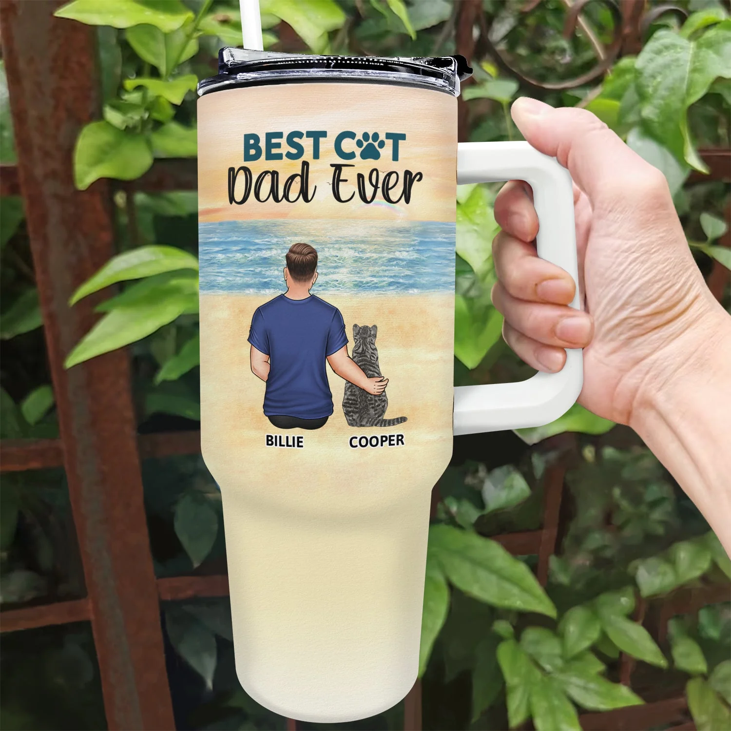 A Bond That Can't Be Broken - Gift For Cat Lovers, Cat Mom, Cat Dad - Personalized 40oz Tumbler With Straw - Image 2