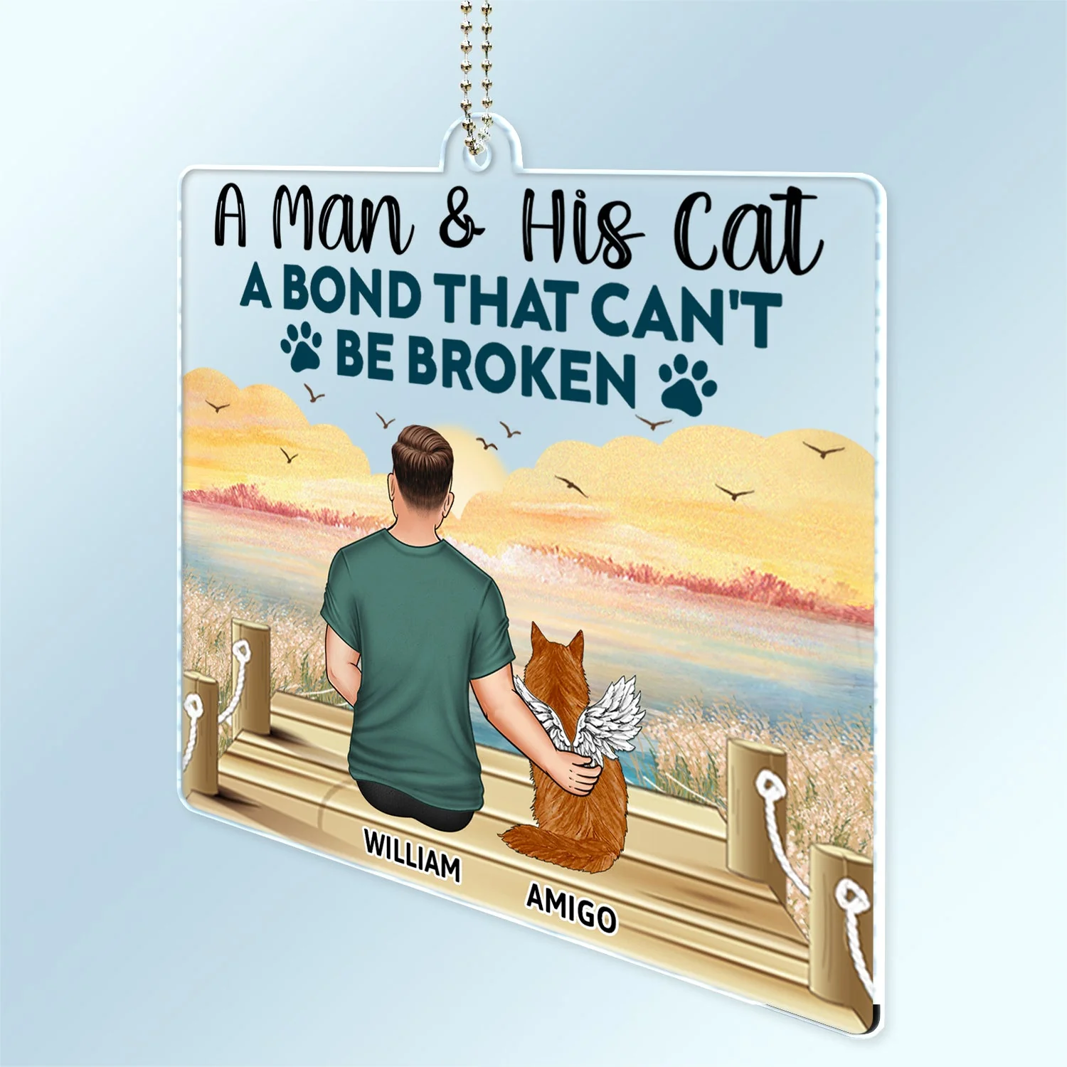 A Bond That Can't Be Broken - Gift For Cat Lovers, Cat Mom, Cat Dad - Personalized Acrylic Car Hanger - Image 2