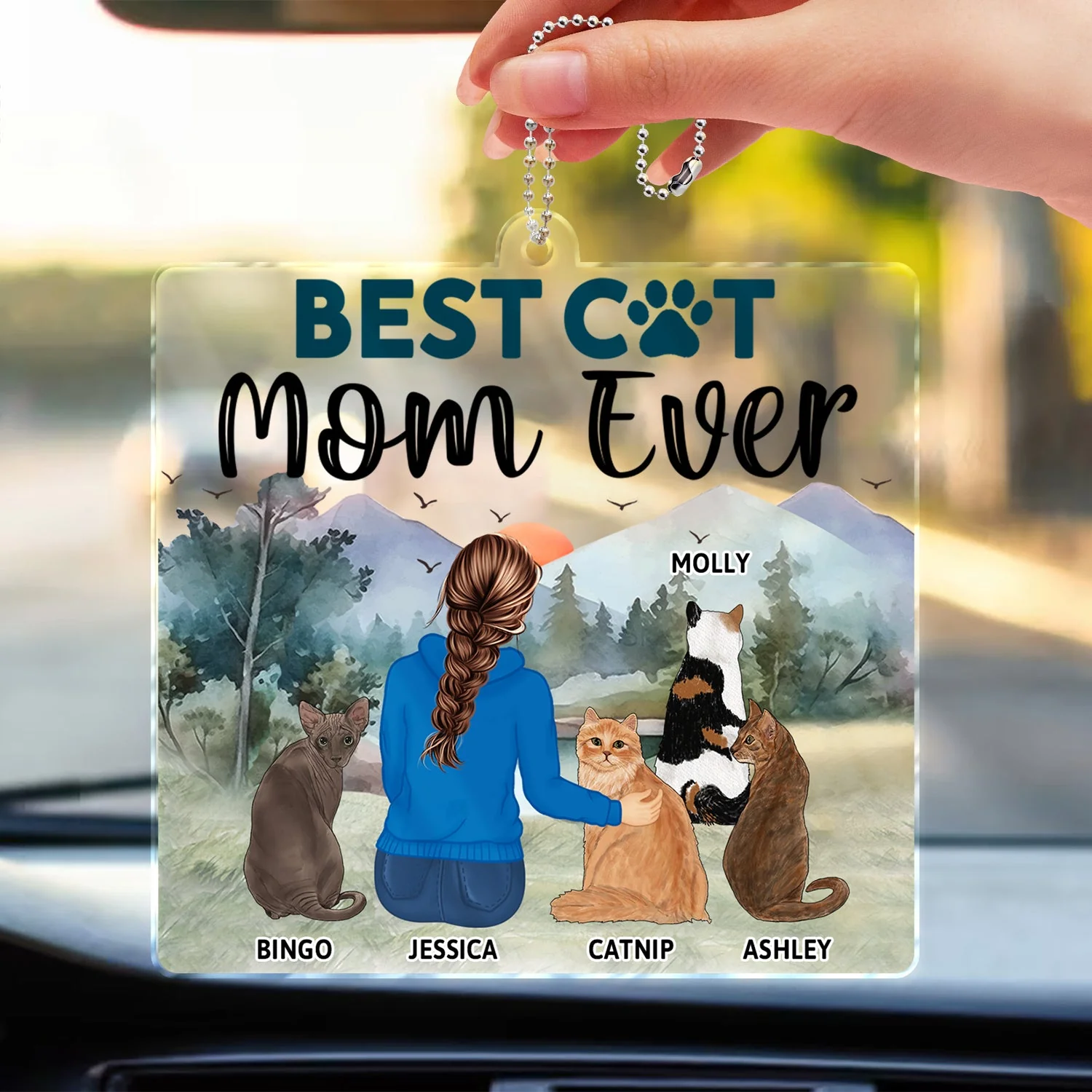 A Bond That Can't Be Broken - Gift For Cat Lovers, Cat Mom, Cat Dad - Personalized Acrylic Car Hanger - Image 3