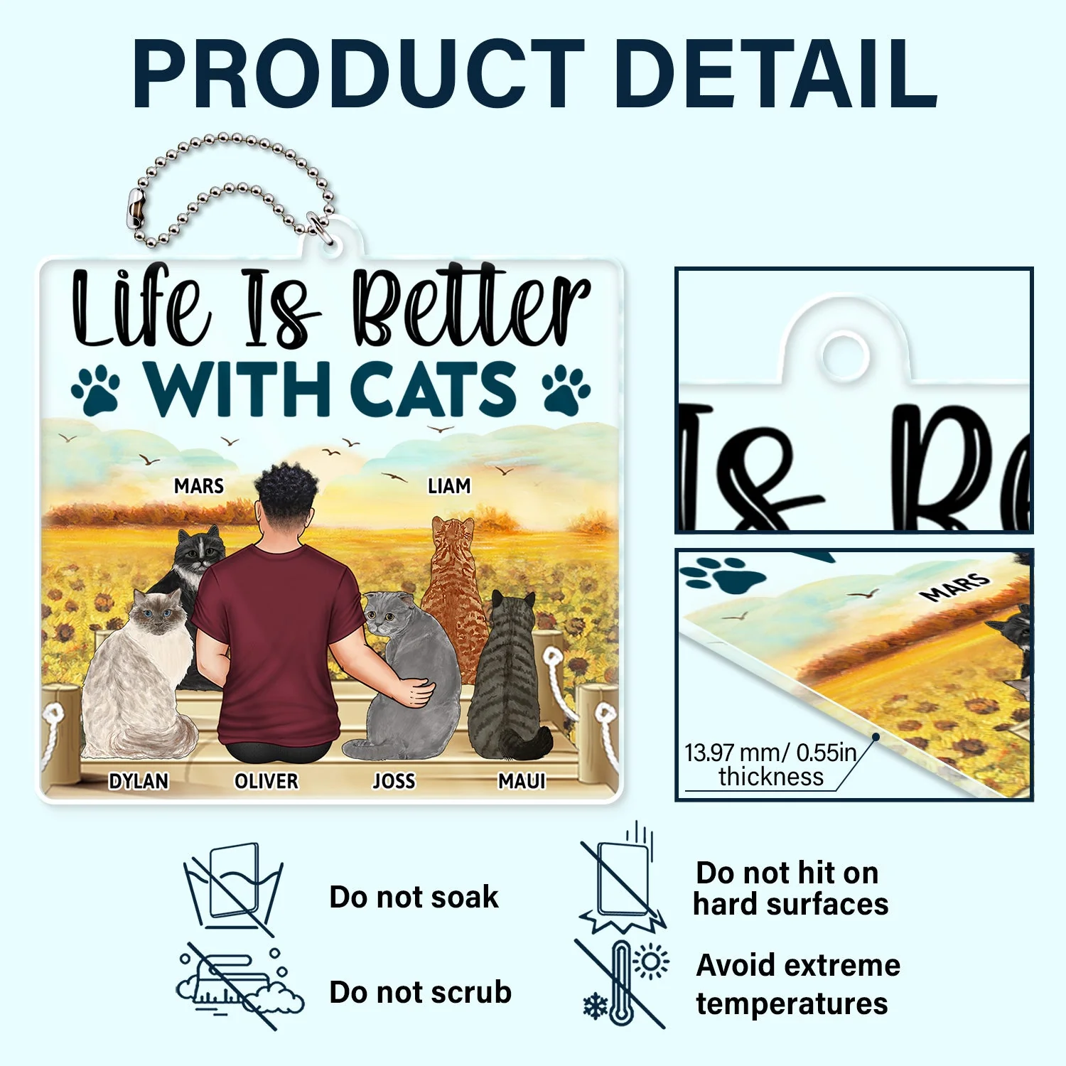 A Bond That Can't Be Broken - Gift For Cat Lovers, Cat Mom, Cat Dad - Personalized Acrylic Car Hanger - Image 5