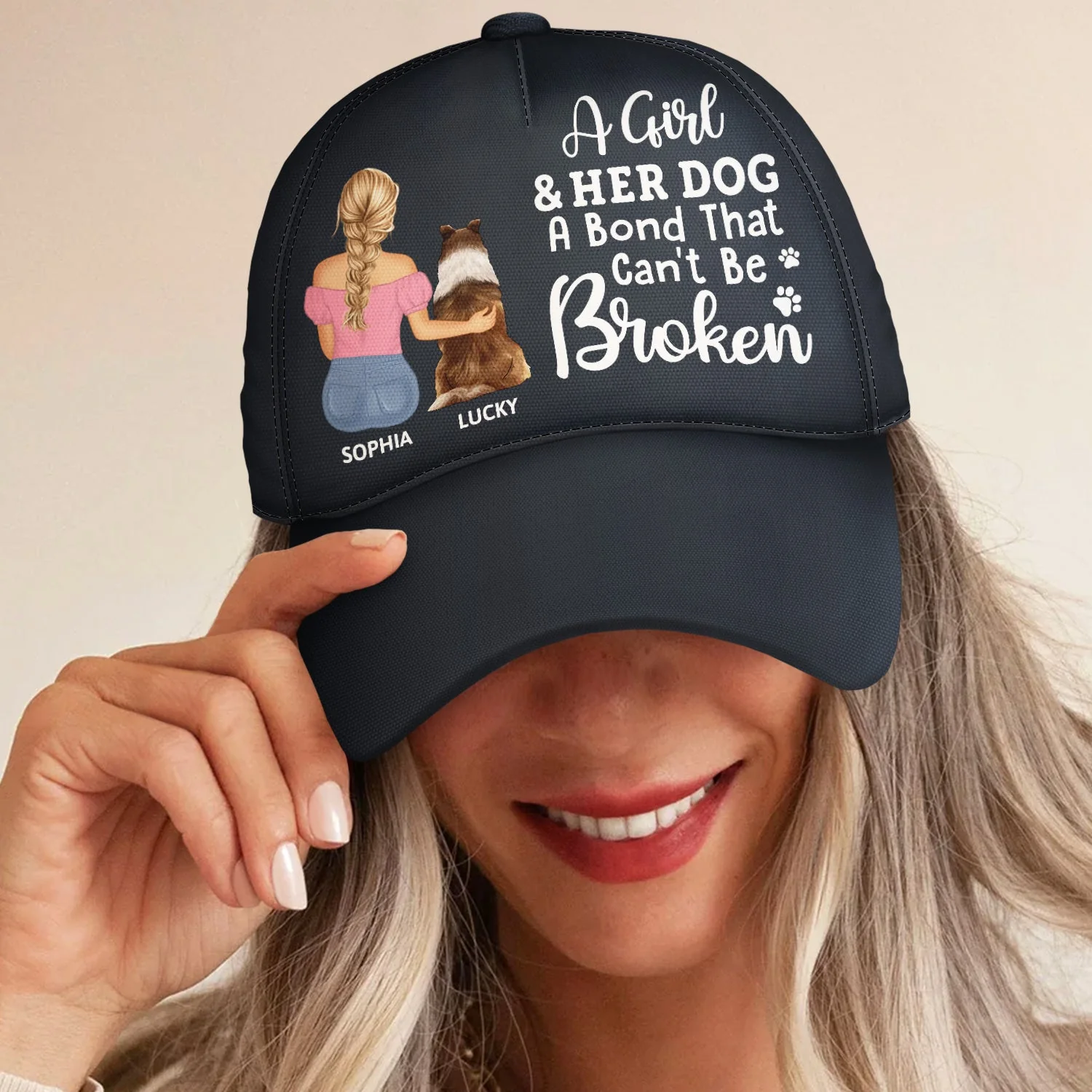 A Bond That Can't Be Broken - Gift For Dog Lovers, Dog Mom, Dog Dad - Personalized Classic Cap - Image 4