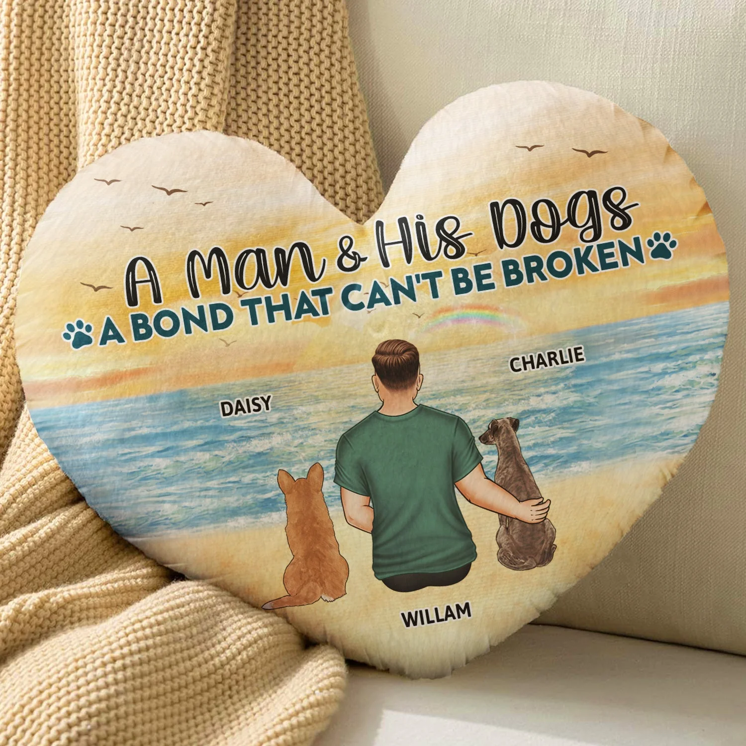 A Bond That Can't Be Broken - Gift For Dog Lovers, Dog Mom, Dog Dad - Personalized Heart Shaped Pillow - Image 4