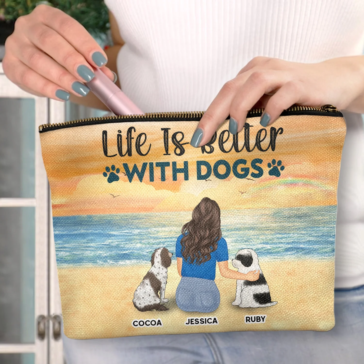 A Bond That Can't Be Broken - Gift For Dog Lovers, Dog Mom - Personalized Cosmetic Bag - Image 3