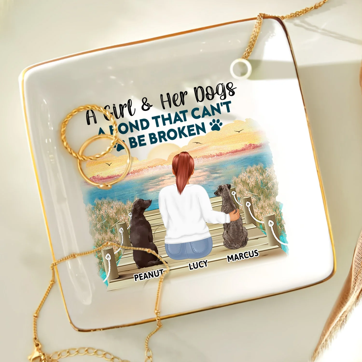 A Bond That Can't Be Broken - Gift For Dog Lovers, Dog Mom - Personalized Ring Dish - Image 4