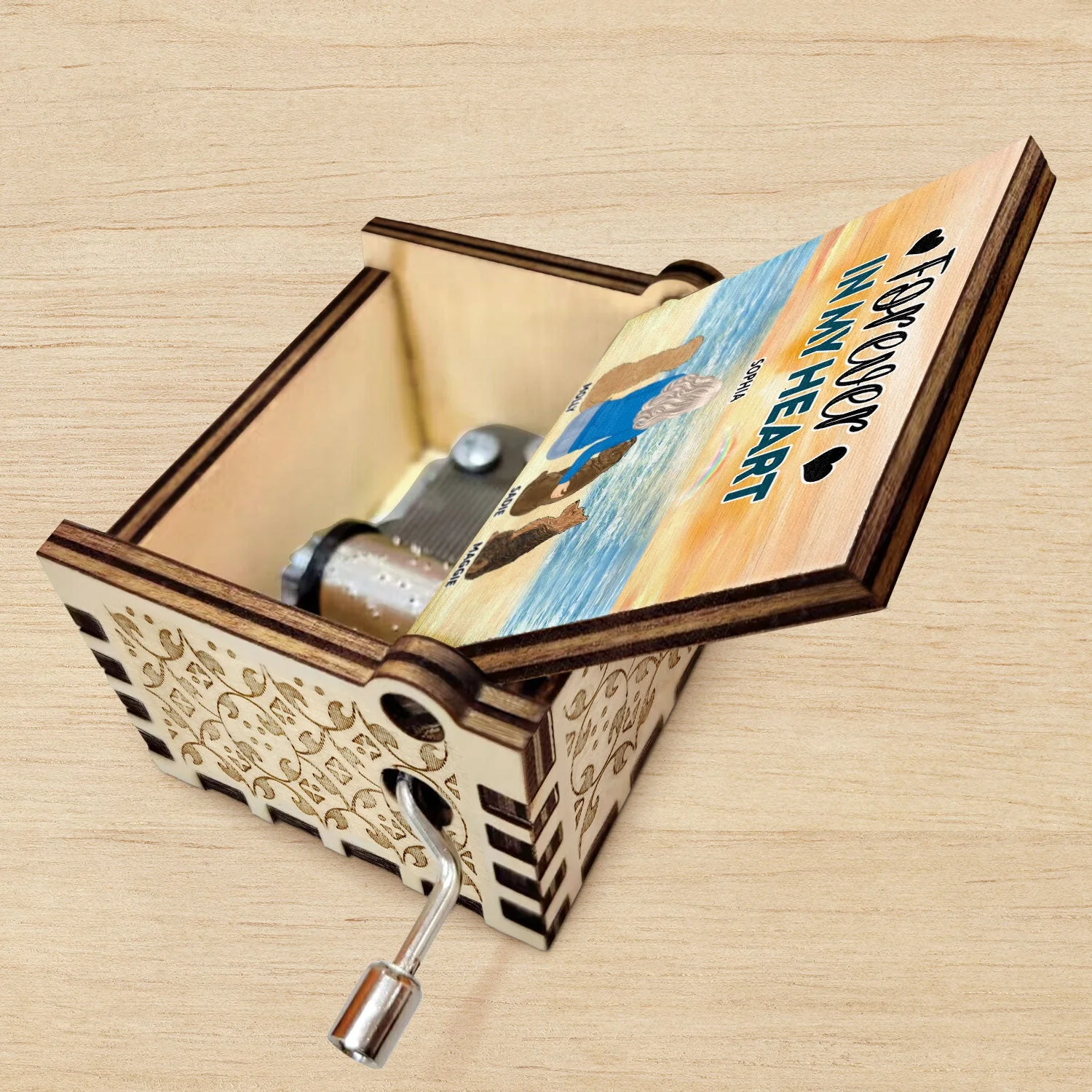 A Bond That Can't Be Broken - Gift For Dog Lovers, Dog Mom - Personalized Spin Button, Hand Crank Music Box - Image 5