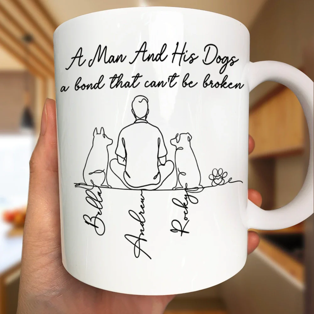 A Bond That Can't Be Broken Woman Man Line Art - Personalized Mug - Image 3