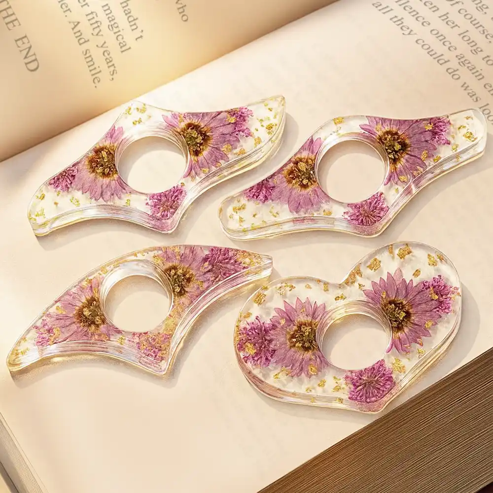 A Book A Day Keeps Reality Away - Personalized Resin Flower Page Holder - Image 3