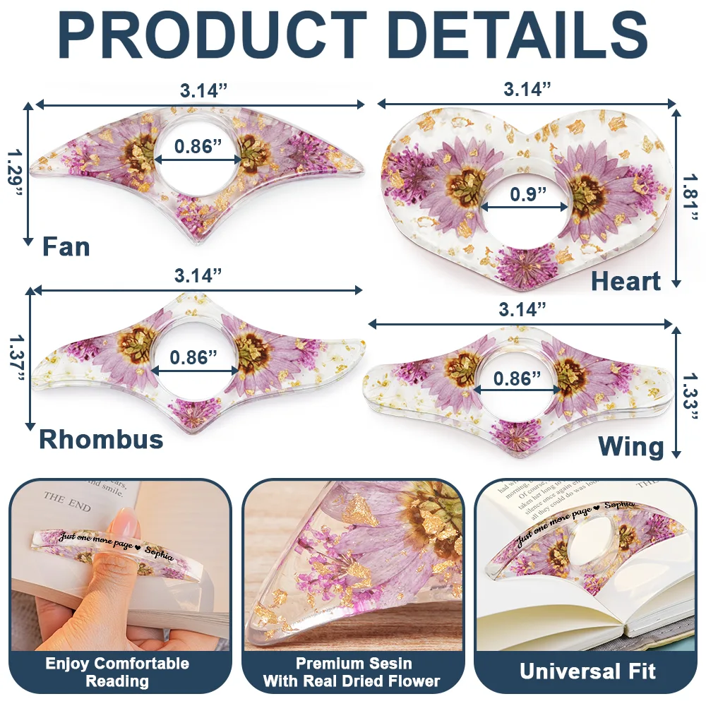 A Book A Day Keeps Reality Away - Personalized Resin Flower Page Holder - Image 6