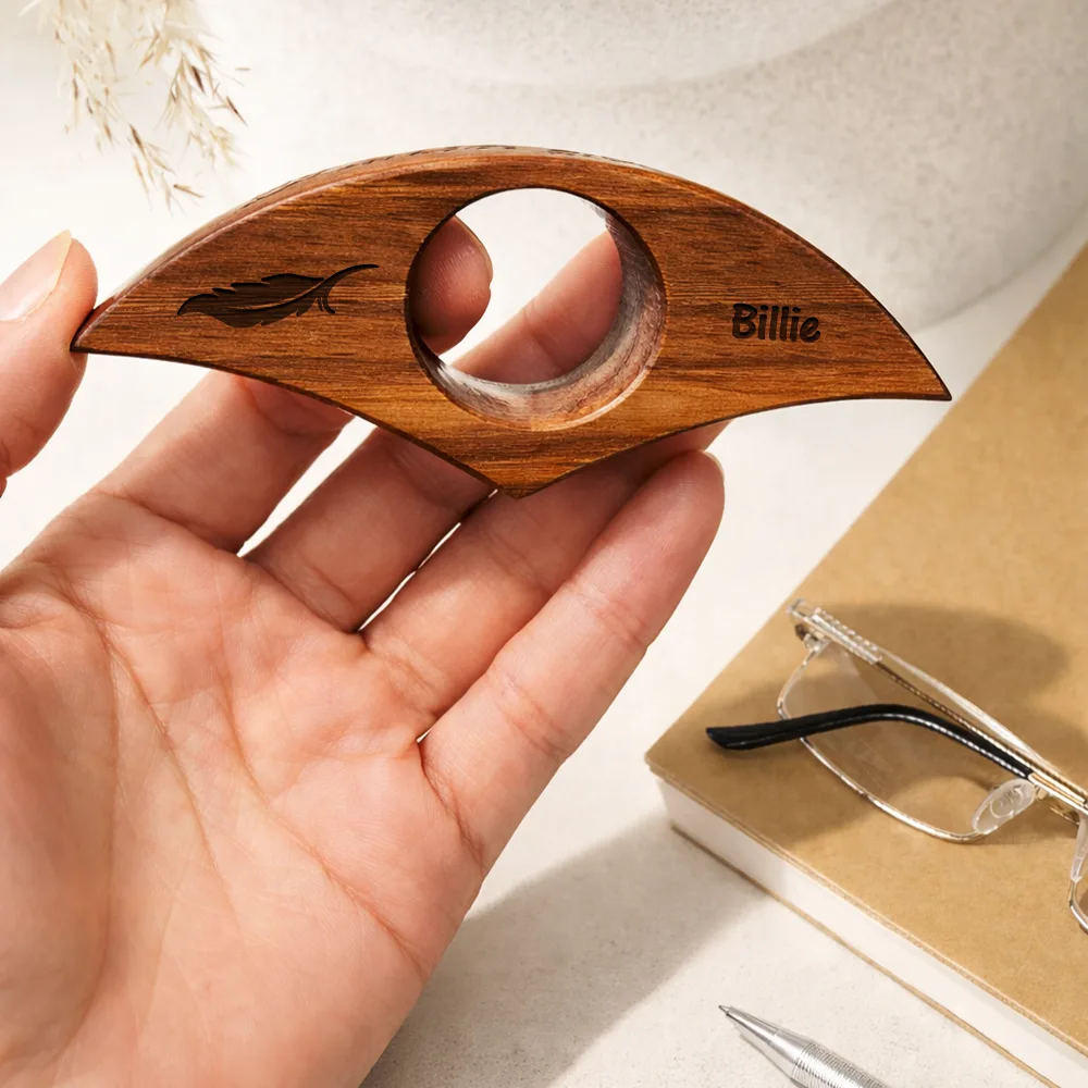 A Book A Day Keeps Reality Away - Personalized Walnut Book Page Holder - Image 3