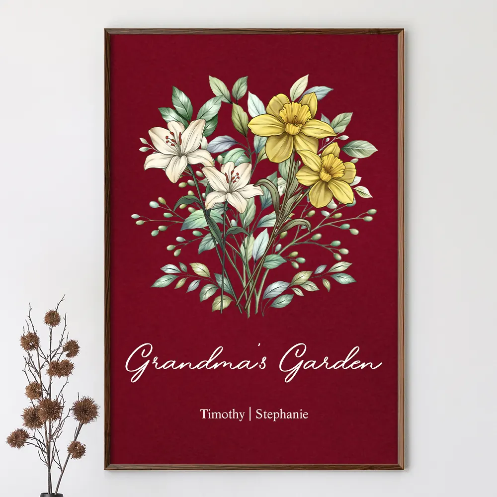 A Bunch Of Flowers For Grandma And Mom - Personalized Poster - Image 3