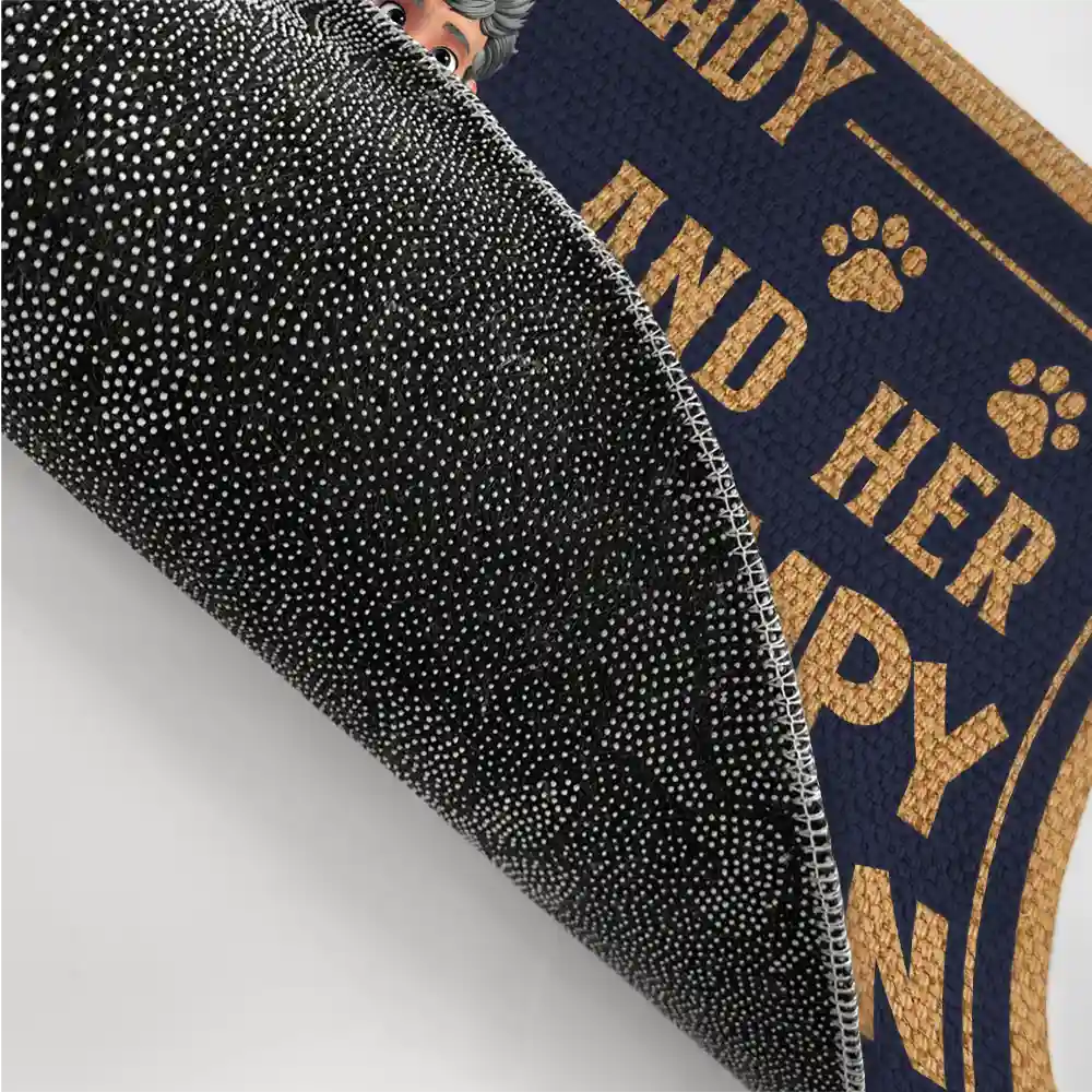 A Crazy Cat Lady And Her Grumpy Old Man Live Here Funny Decor - Personalized Doormat - Image 3