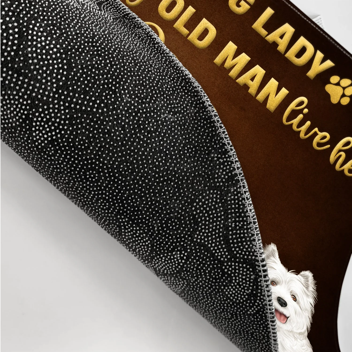 A Crazy Dog Lady & A Grumpy Old Man Live Here - Home Decor Gift For Dog Lovers - Personalized Doormat - Image 3