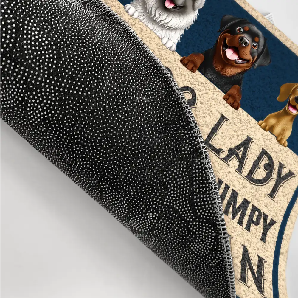 A Crazy Dog Lady And Her Grumpy Old Man Live Here 3D Pet Couple - Personalized Doormat - Image 3