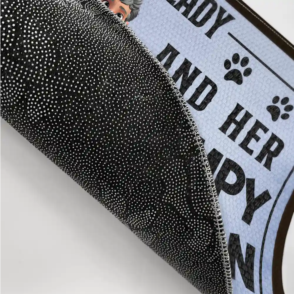 A Crazy Dog Lady And Her Grumpy Old Man Live Here Funny Decor - Personalized Doormat - Image 3