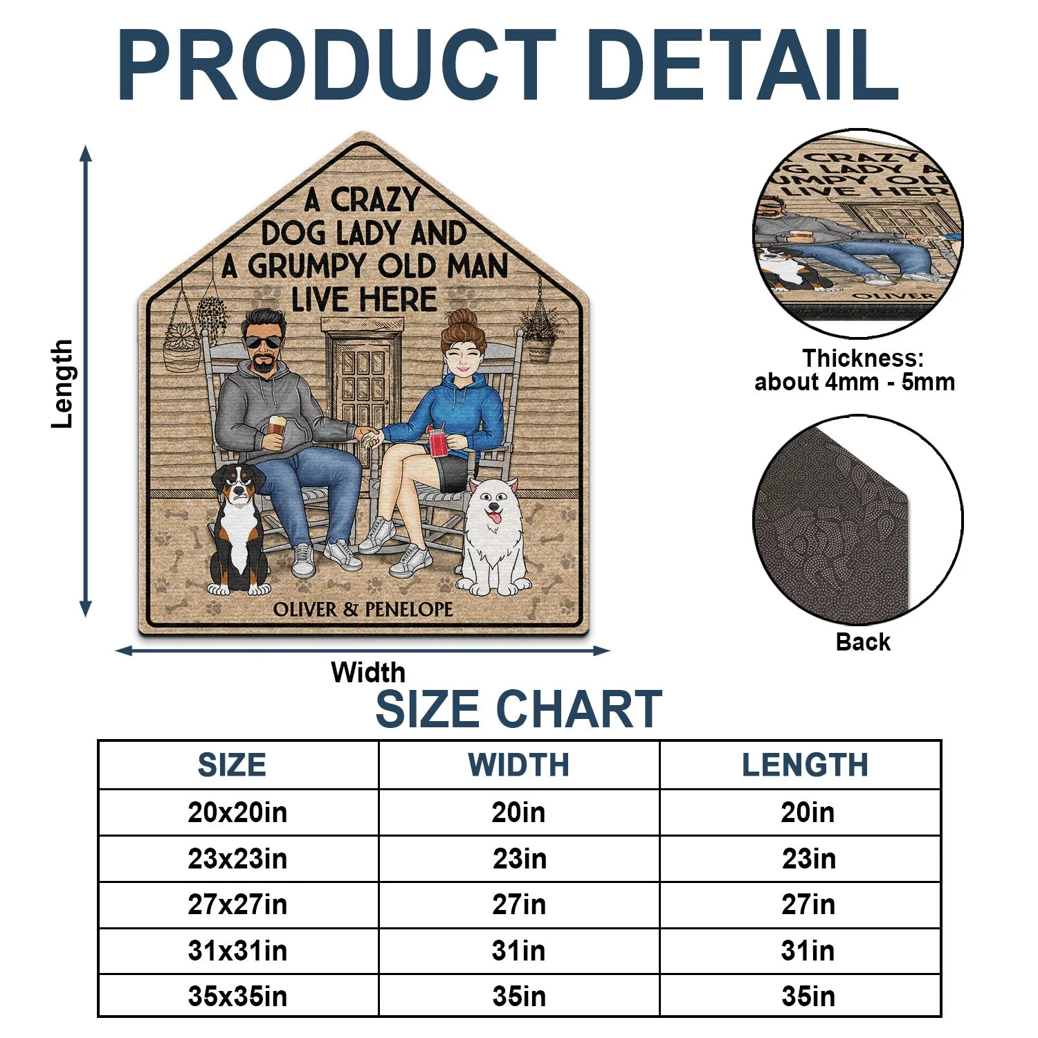 A Crazy Dog Lady And Her Grumpy Old Man Live Here - Gift For Couples, Pet Lovers And Family - Personalized Custom Shaped Doormat - Image 4