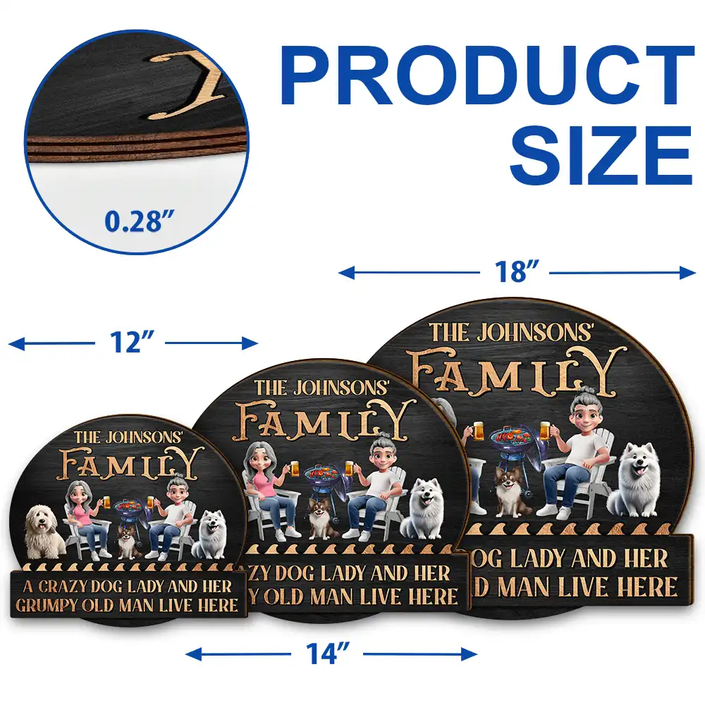 A Crazy Dog Lady & Her Grumpy Old Man Dog Couple - Personalized Custom Shaped Wood Sign - Image 5