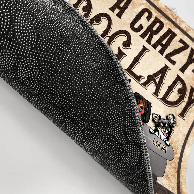 A Crazy Dog Lady Lives Here - Gift For Dog Mom - Personalized Custom Doormat - Image 3