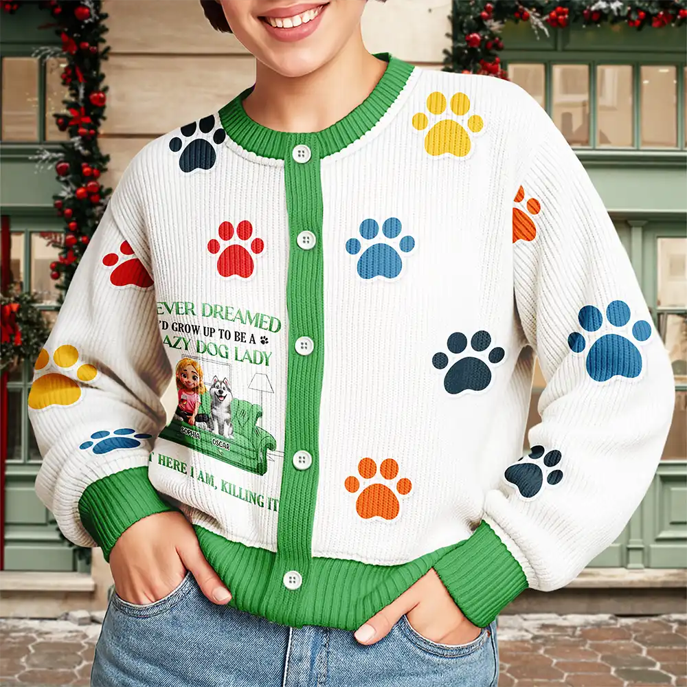 A Crazy Dog Lady - Personalized Cardigan - Image 3