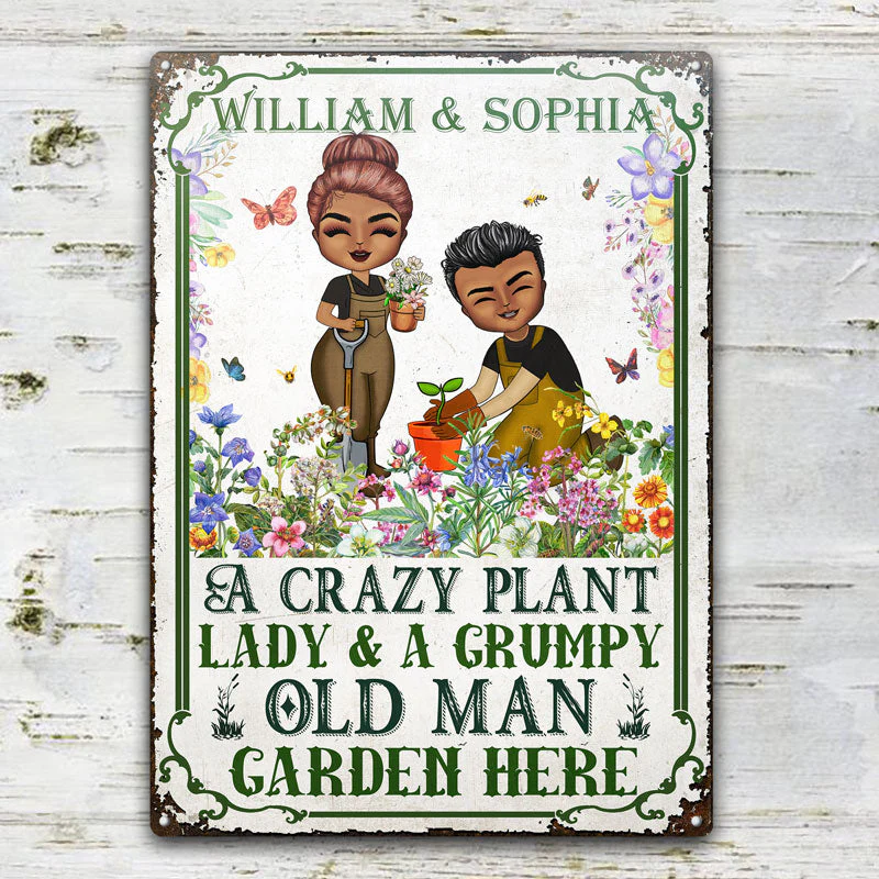 A Crazy Plant Lady Grumpy Old Man - Gift For Gardener - Personalized Custom Classic Metal Signs - Image 2