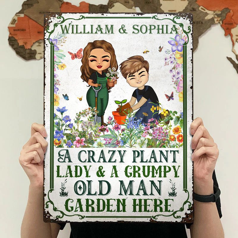 A Crazy Plant Lady Grumpy Old Man - Gift For Gardener - Personalized Custom Classic Metal Signs - Image 4