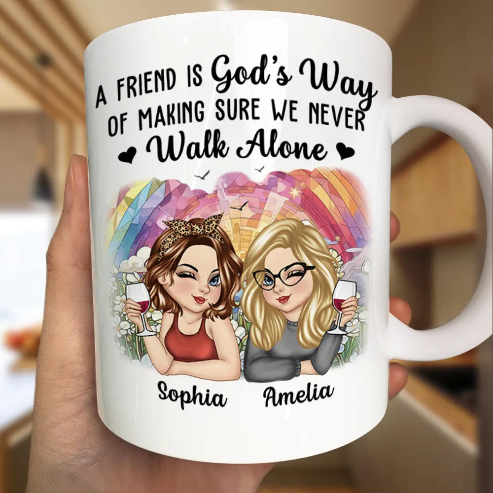 A Friend Is God's Way Besties - Personalized Mug - Image 3