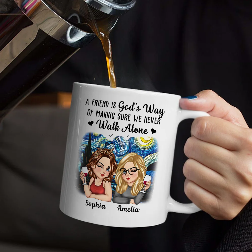 A Friend Is God's Way Besties - Personalized Mug - Image 5