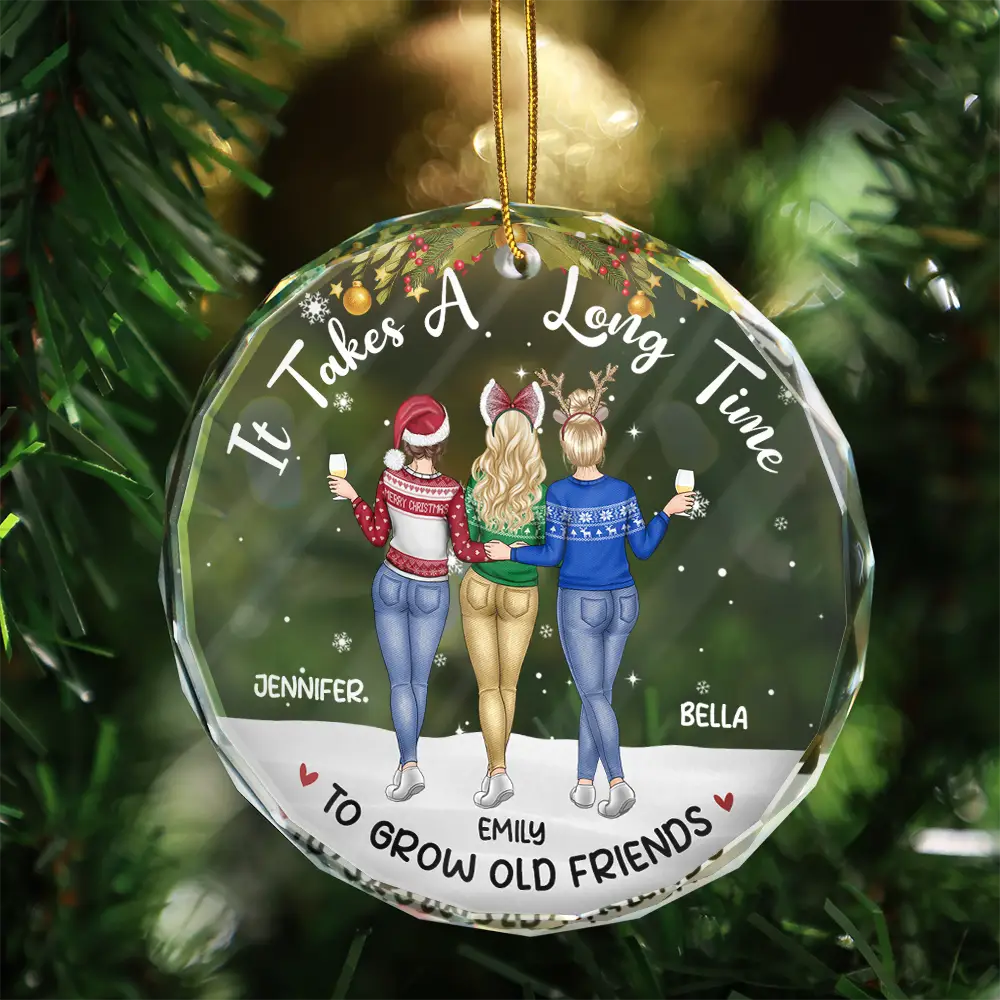 A Friend Is God's Way Of Making Sure - Personalized Circle Glass Ornament - Image 3
