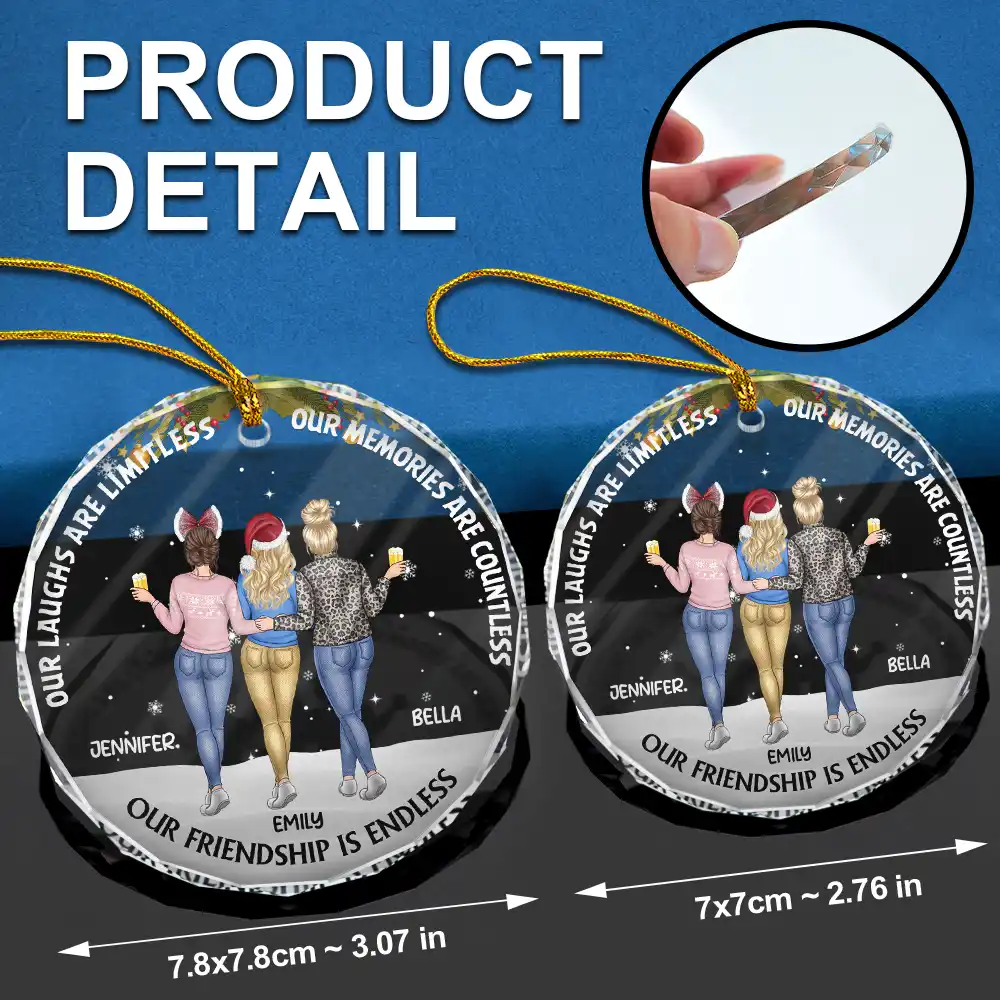 A Friend Is God's Way Of Making Sure - Personalized Circle Glass Ornament - Image 6