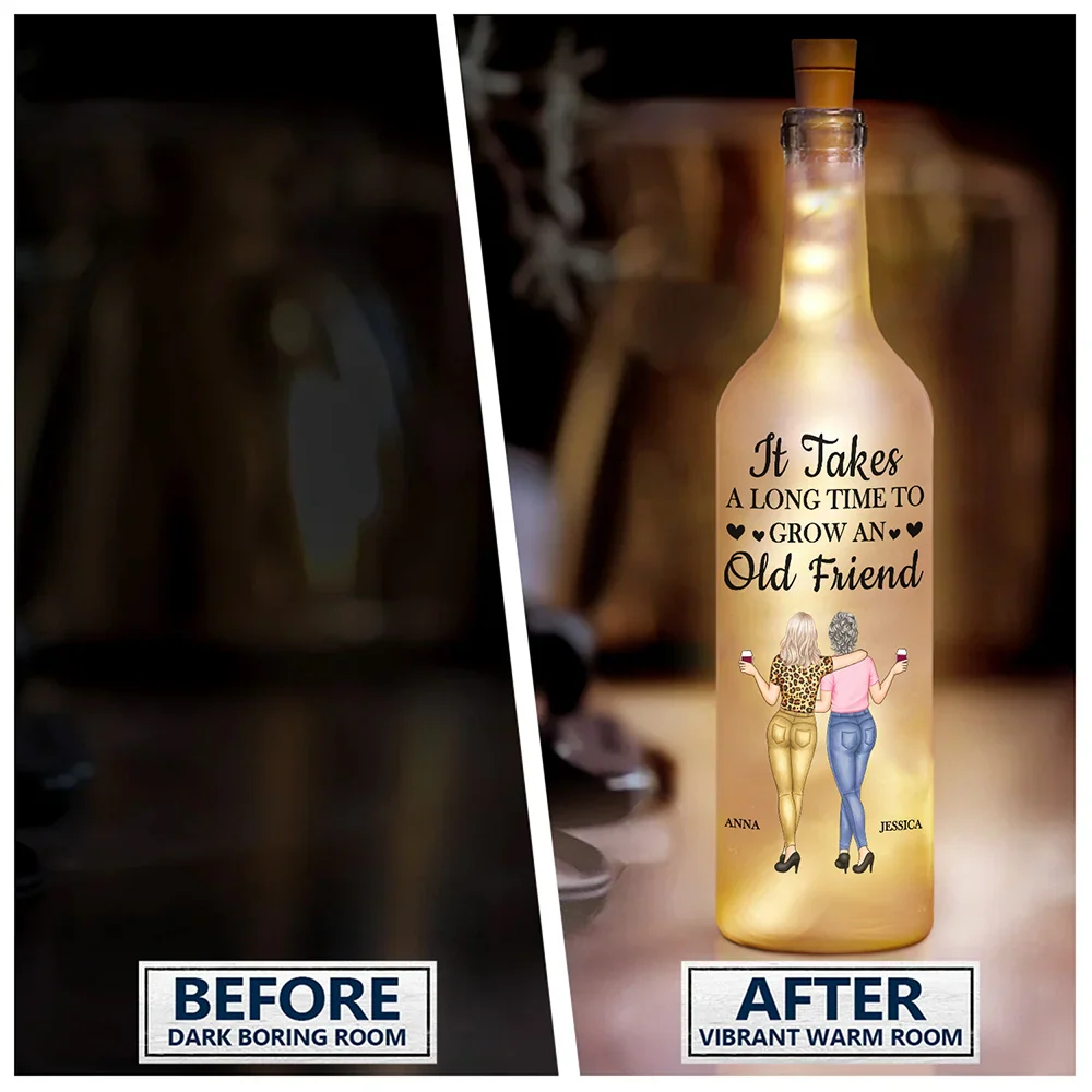 A Friend Is God's Way Of Making Sure We Never Walk Alone - Personalized Bottle Light - Image 2