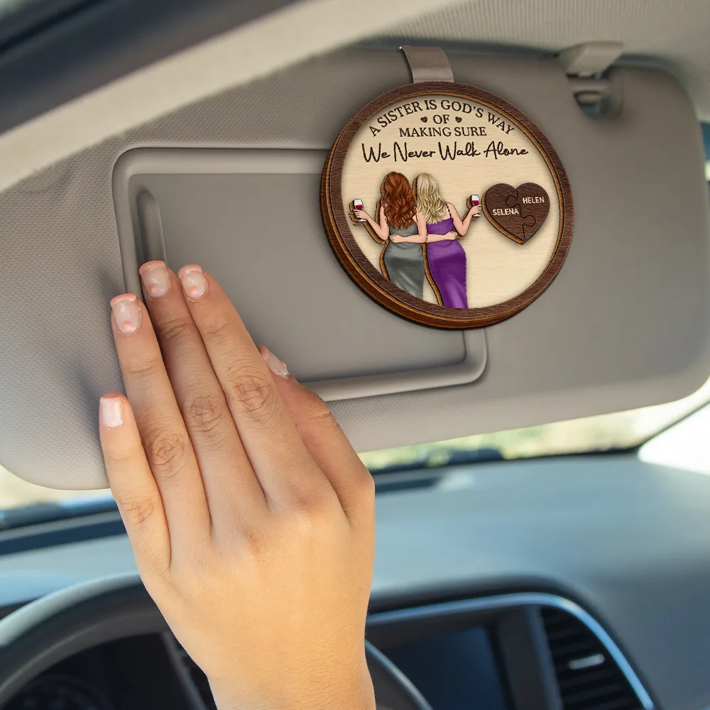 A Friend Is God's Way Of Making Sure We Never Walk Alone - Personalized Custom Shaped Car Visor Clip - Image 4