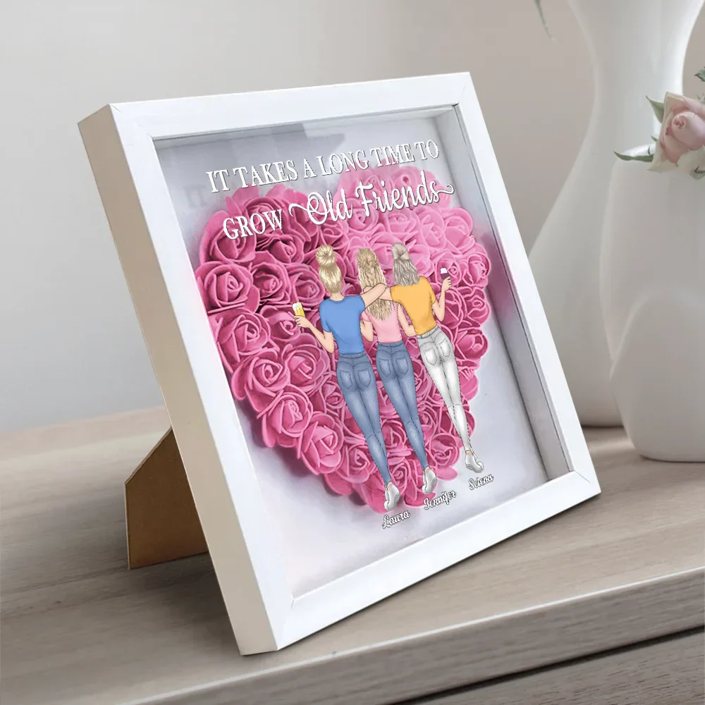 A Friend Is God's Way Of Making Sure We Never Walk Alone - Personalized Flower Shadow Box - Image 2