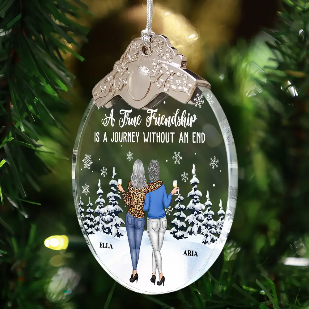 A Friend Is God's Way Of Making Sure We Never Walk Alone - Personalized Glass Ornament With Silver Cap - Image 4