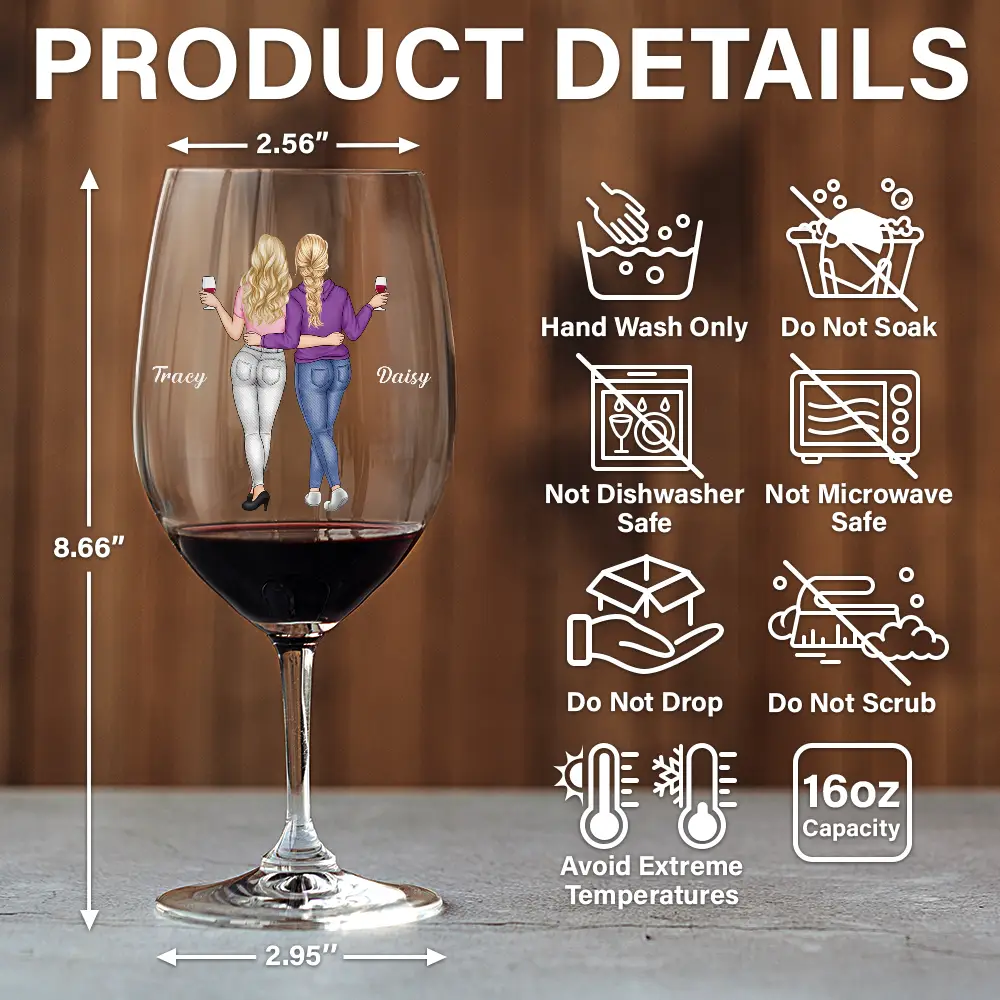 A Friend Is God's Way Of Making Sure We Never Walk Alone - Personalized Wine Glass - Image 5