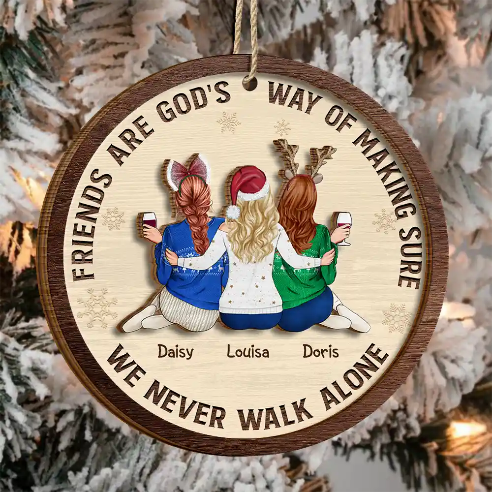 A Friend Is God's Way - Personalized 2-Layered Wooden Ornament - Image 3