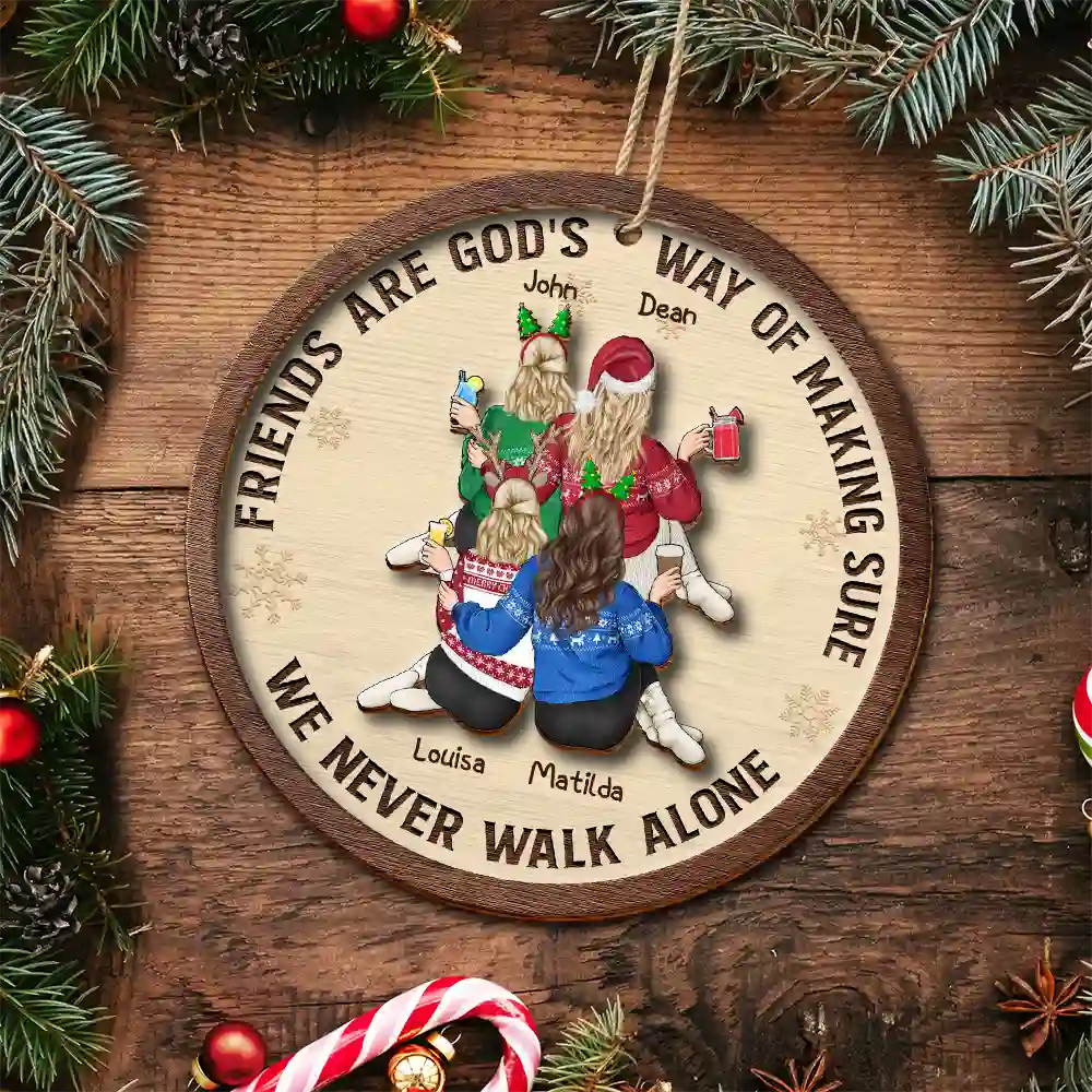 A Friend Is God's Way - Personalized 2-Layered Wooden Ornament - Image 4