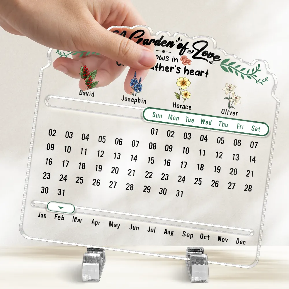 A Garden Of Love Grows In Heart - Personalized Acrylic Perpetual Desk Calendar - Image 3