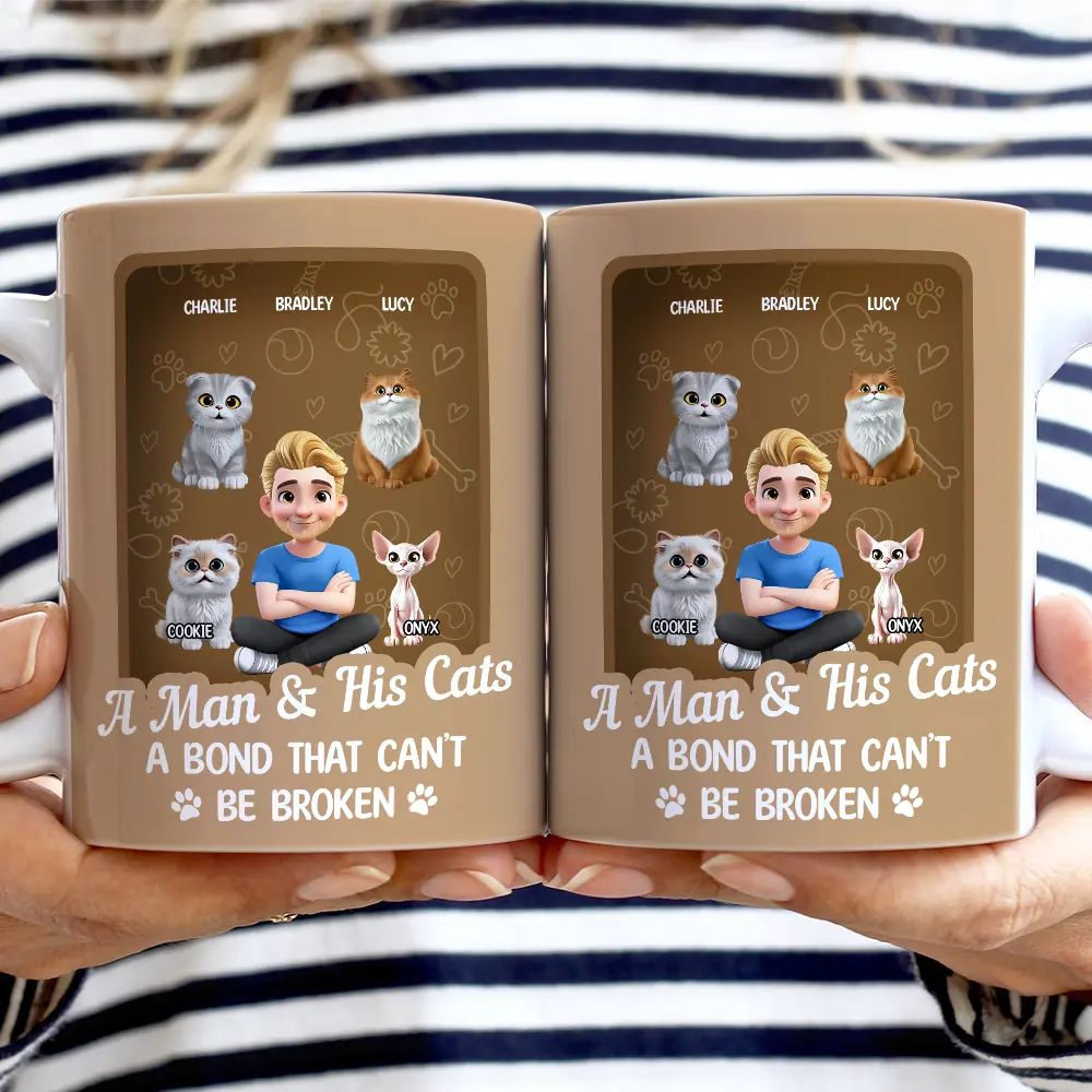 A Girl And Her Cat A Bond That Can't Be Broken Toy Box - Personalized White Edge-to-Edge Mug - Image 2