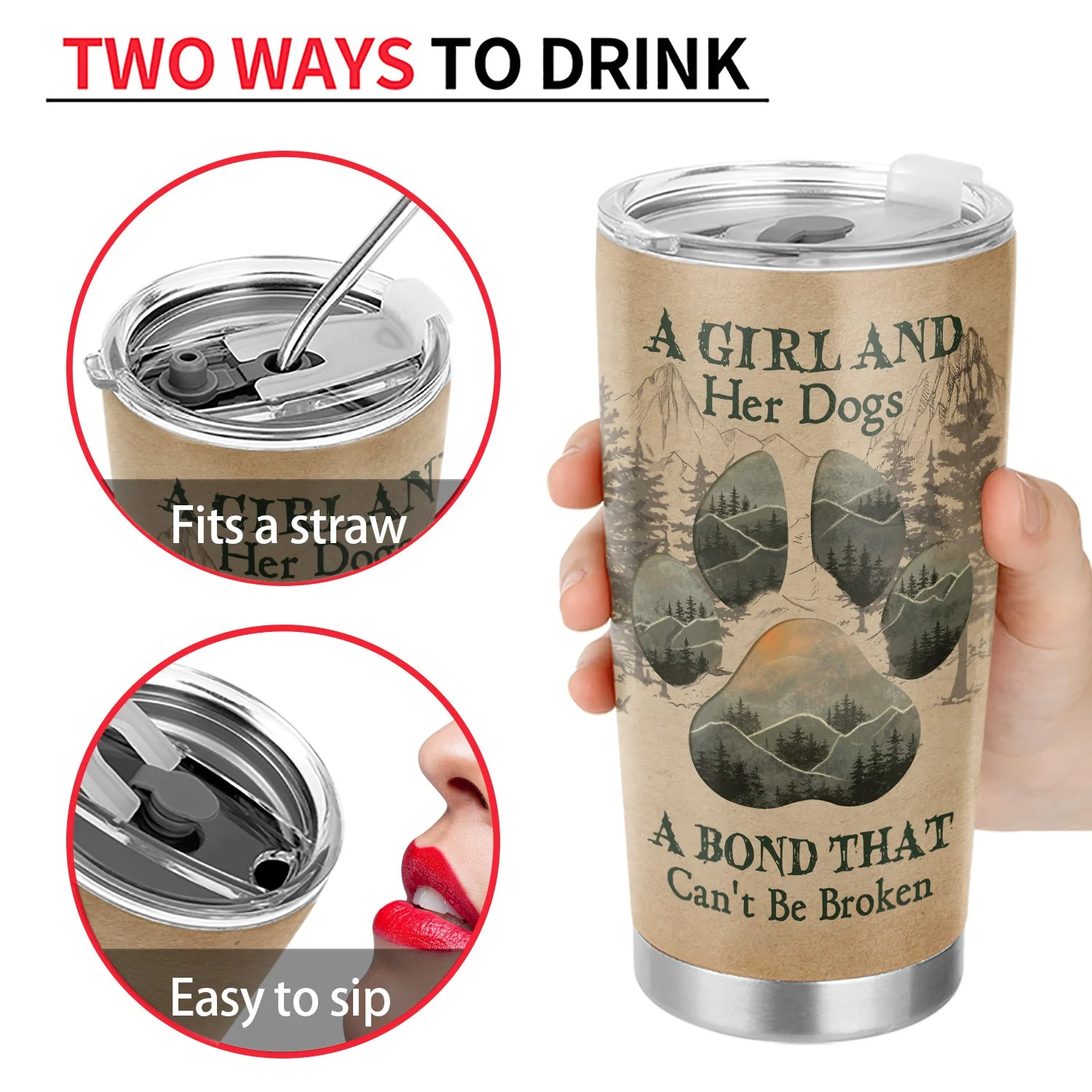A Girl And Her Dog A Bond That Can‘t Be Broken - Gift For Dog Lovers - Personalized Custom Tumbler - Image 4