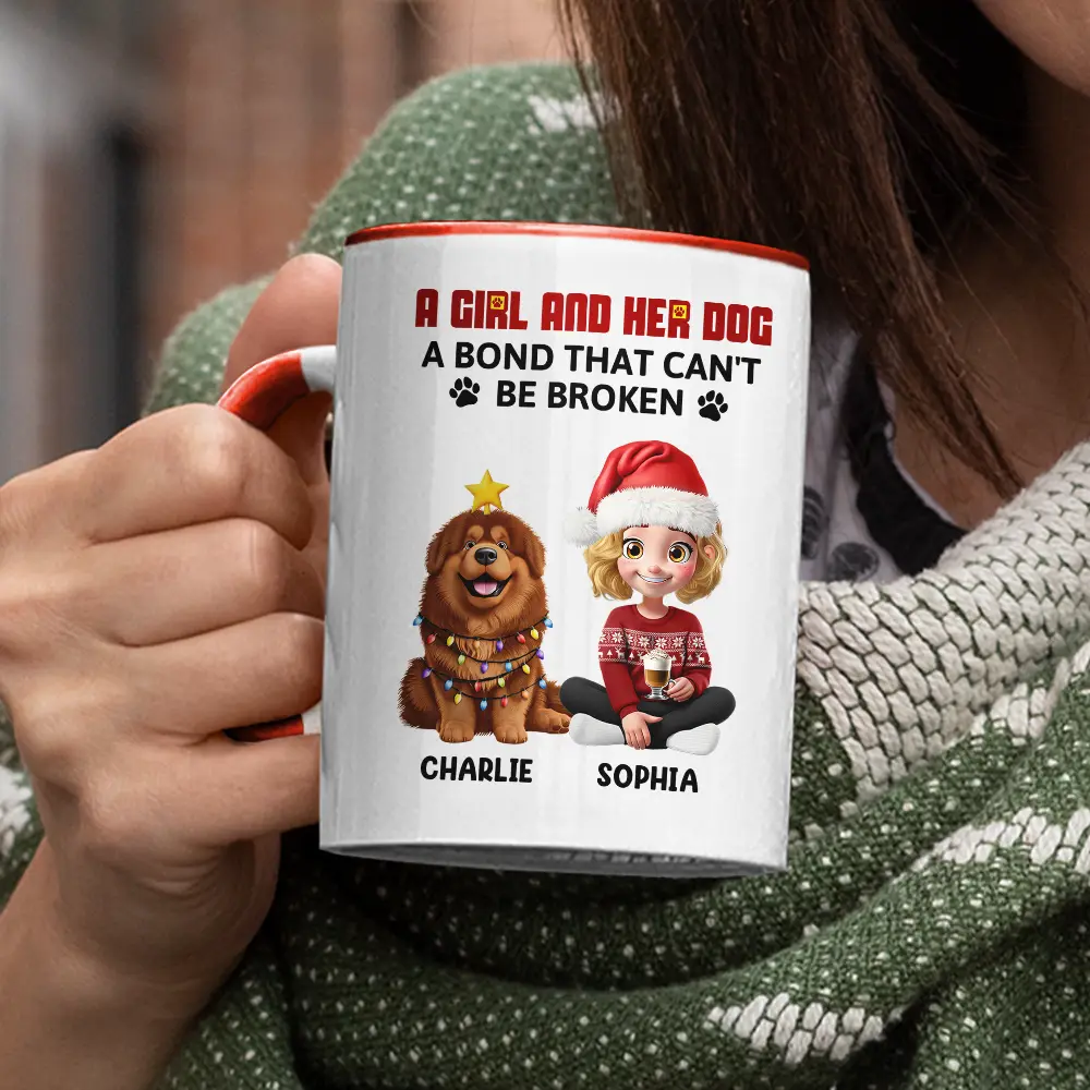 A Girl And Her Dog A Bond That Can't Be Broken - Personalized Accent Mug - Image 3