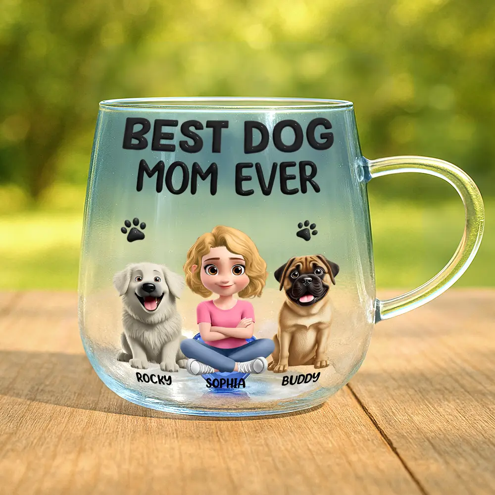 A Girl And Her Dog A Bond That Can't Be Broken - Personalized Gradient Glass Mug - Image 2