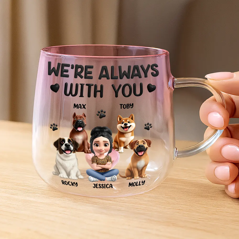 A Girl And Her Dog A Bond That Can't Be Broken - Personalized Gradient Glass Mug - Image 3